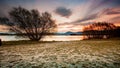 Lake in New Zealand outback, lake Aoraki Mount Cook National Park Royalty Free Stock Photo