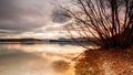 Lake in New Zealand outback, lake Aoraki Mount Cook National Park Royalty Free Stock Photo