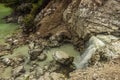 Lake Ngakoro Waterfall at Waotaipu Thermal Wonderland in New Zealand. Royalty Free Stock Photo