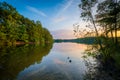 Lake Norman at sunset, at Parham Park in Davidson, North Carolina. Royalty Free Stock Photo