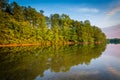 Lake Norman at sunset, at Parham Park in Davidson, North Carolina. Royalty Free Stock Photo