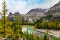 Lake O`Hara With Yukness Mountain on Moor Lakes in Canadian Rockies