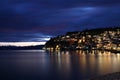 Lake Ohrid and city at night Royalty Free Stock Photo