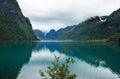 Lake Oldenvatnet with the glacier Briksdal, Norway