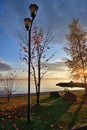 Lake Onega at sunrise. Petrozavodsk, Karelia