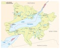 Lake ontario drainage basin vector map Royalty Free Stock Photo