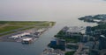 Lake Ontario Harbor on Island by Billy Bishop Toronto City Airport. Top view Billy Bishop Toronto City Airport and Inner Royalty Free Stock Photo