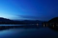 Lake Orta blue hour with island San Giulio Royalty Free Stock Photo