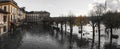 Lake Orta overflow in square of village, Piedmont