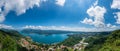 Lake Orta panorama high res with San Giulio Island in Italy Royalty Free Stock Photo