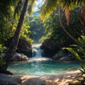 lake and palms, Mahe island, Seychelles made with Generative AI