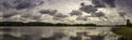 Lake panorama with clouds Royalty Free Stock Photo