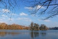 The lake of Parc de la Tete d\'Or, the Lyon city park Royalty Free Stock Photo