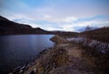 Way over the lake in the park Kilpisjarvi, Finland Royalty Free Stock Photo