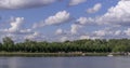 Lake in the park at sunny summer day. nature, seasons.