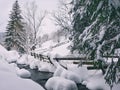 Mountain snowfall landskape Royalty Free Stock Photo