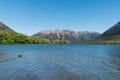 Lake Pearson Arthur`s pass southern alpine alps mountain range Royalty Free Stock Photo