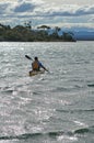 Lake pedder, Tasmania-March 07: Kayaking at lake Pedder in Tasmania Royalty Free Stock Photo