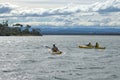 Lake pedder, Tasmania-March 07: Kayaking at lake Pedder in Tasmania Royalty Free Stock Photo