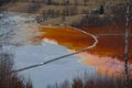 Lake pollution by mining residuals,Geamana ,Romania Royalty Free Stock Photo