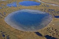 Lake and polygonal tundra landscape in summer