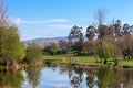 Lake or pond formed by the Pelhe river in Parque da Devesa Urban Park in Vila Nova de Famalicao Royalty Free Stock Photo