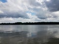 Lake or pond or river water with clouds Royalty Free Stock Photo