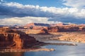 Lake Powell and Colorado River in Glen Canyon National Recreation Area during sunset Royalty Free Stock Photo