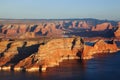 Lake Powell lit up rays of the sunset Royalty Free Stock Photo