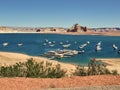 The Lake Powell with typical houseboats Royalty Free Stock Photo