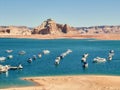 The Lake Powell with typical houseboats Royalty Free Stock Photo