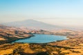The lake of Pozzillo, with volcano Etna in background Royalty Free Stock Photo