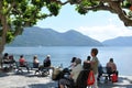 The lake promenade at Ascona City with a beautifull view over lake Maggiore