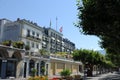 The lake-promenade in front of the luxury hotel Des Trois Couronnes in Vevey City