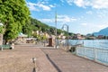 Lake promenade of Porto Ceresio, in the province of Varese on Lake Lugano-Ceresio..