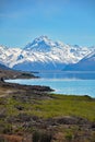 Lake Pukaki and Mount Cook Aoraki New Zealand Royalty Free Stock Photo