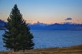 Lake Pukaki and Mount Cook at sunset, New Zealand Royalty Free Stock Photo