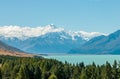 Lake Pukaki and Mount Cook i in New Zealand Royalty Free Stock Photo