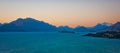 Lake Pukaki at the sunset time, New Zealand Royalty Free Stock Photo