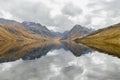 Lake Querococha (altitude 3980 masl) next to the mountain Pucaraju and in the background the snowy Yanamarey, Peru