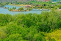 Lake Ransom Canyon is surrounded by houses in Texas Royalty Free Stock Photo