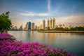 Lake Ratchada situated in the Benjakitti Park in Bangkok, Thailand Royalty Free Stock Photo