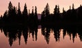 Lake reflection with silhouette of trees