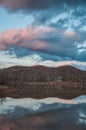 Lake Reflection at Sunset with Pier Dock Foot Path Royalty Free Stock Photo