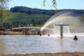 Swimming area at the lake in Remerschen, Luxembourg - summer, relax, fun, hot weather