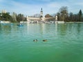 Lake of the Retiro Park in Madrid Royalty Free Stock Photo