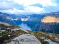 Lake Ringedalsvatnet near the trail to Trolltunga in Norway Royalty Free Stock Photo