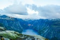 Lake Ringedalsvatnet near the trail to Trolltunga in Norway Royalty Free Stock Photo
