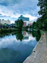 Lake river along a canal walk way