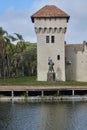 William Tell Monument In the Rodo Park of Montevideo Uruguay. Rodo Park children\'s library castle.